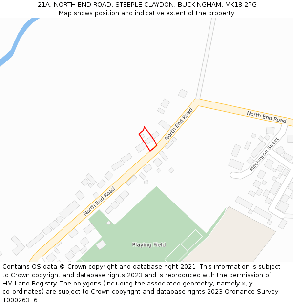 21A, NORTH END ROAD, STEEPLE CLAYDON, BUCKINGHAM, MK18 2PG: Location map and indicative extent of plot