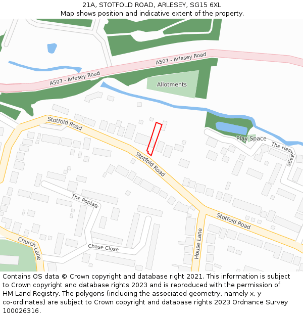 21A, STOTFOLD ROAD, ARLESEY, SG15 6XL: Location map and indicative extent of plot