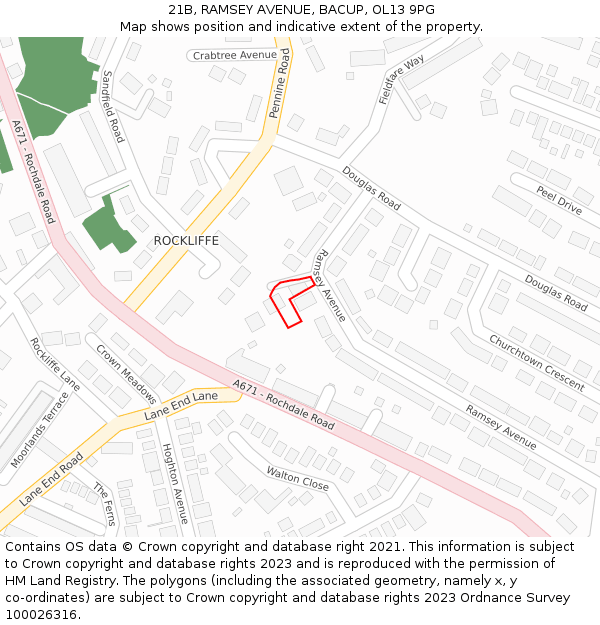 21B, RAMSEY AVENUE, BACUP, OL13 9PG: Location map and indicative extent of plot