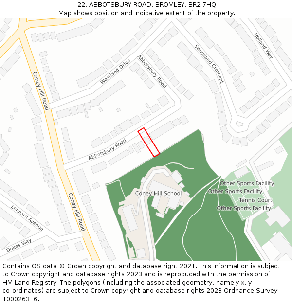 22, ABBOTSBURY ROAD, BROMLEY, BR2 7HQ: Location map and indicative extent of plot