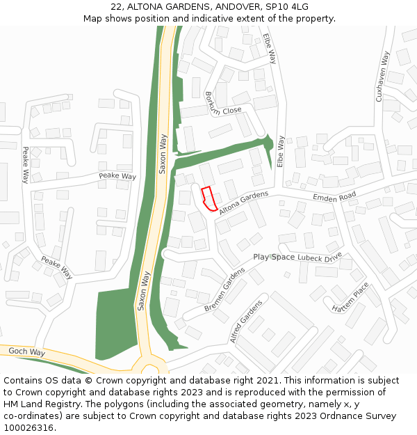 22, ALTONA GARDENS, ANDOVER, SP10 4LG: Location map and indicative extent of plot