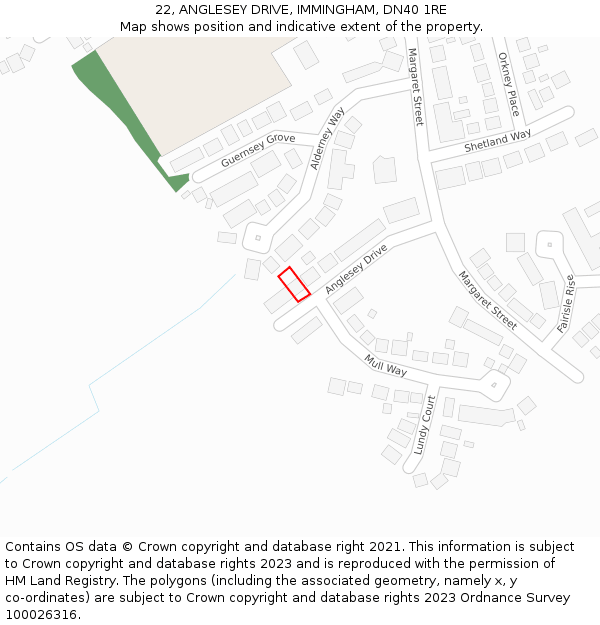 22, ANGLESEY DRIVE, IMMINGHAM, DN40 1RE: Location map and indicative extent of plot