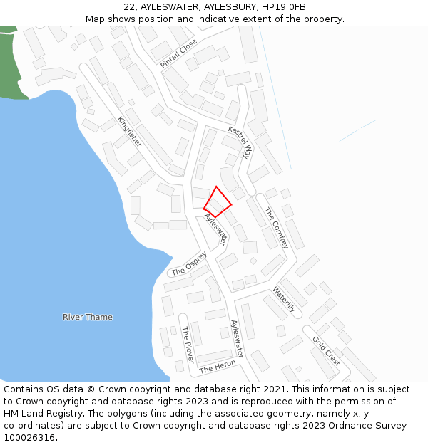 22, AYLESWATER, AYLESBURY, HP19 0FB: Location map and indicative extent of plot