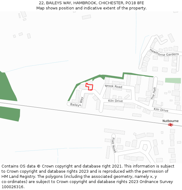 22, BAILEYS WAY, HAMBROOK, CHICHESTER, PO18 8FE: Location map and indicative extent of plot