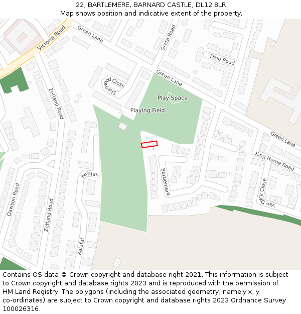 22, BARTLEMERE, BARNARD CASTLE, DL12 8LR: Location map and indicative extent of plot