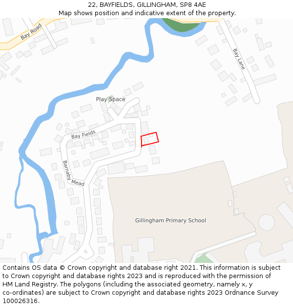 22, BAYFIELDS, GILLINGHAM, SP8 4AE: Location map and indicative extent of plot