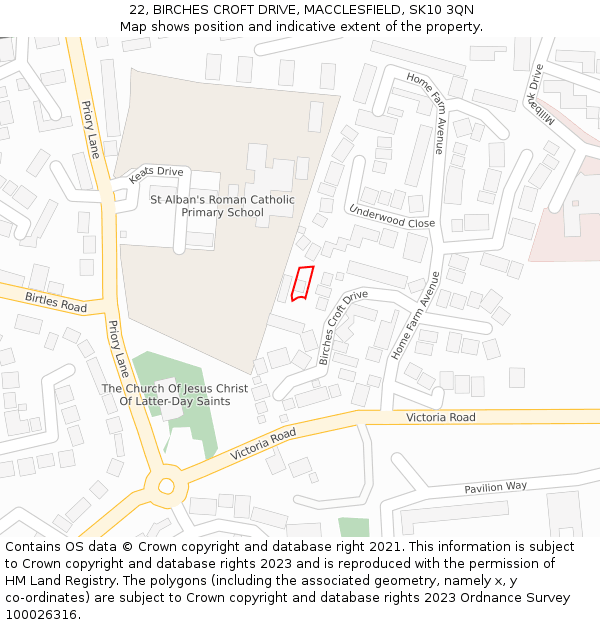 22, BIRCHES CROFT DRIVE, MACCLESFIELD, SK10 3QN: Location map and indicative extent of plot