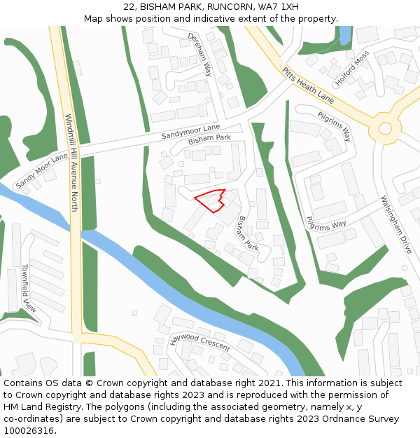 22, BISHAM PARK, RUNCORN, WA7 1XH: Location map and indicative extent of plot