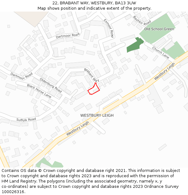 22, BRABANT WAY, WESTBURY, BA13 3UW: Location map and indicative extent of plot