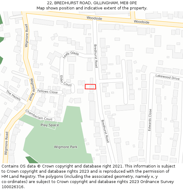 22, BREDHURST ROAD, GILLINGHAM, ME8 0PE: Location map and indicative extent of plot