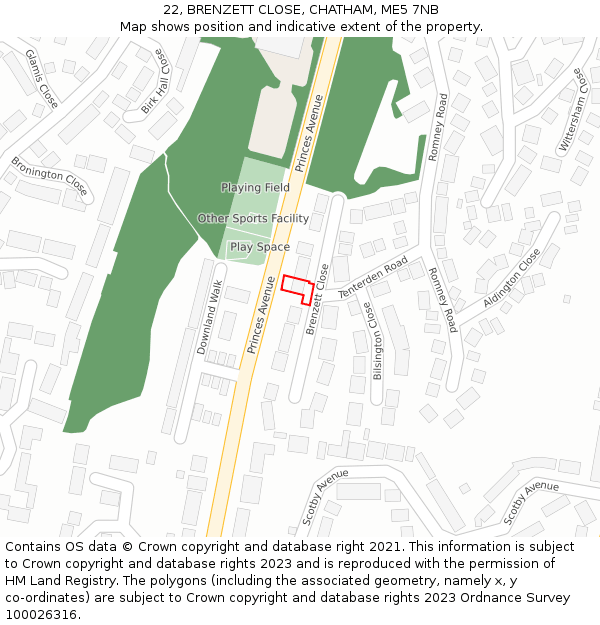 22, BRENZETT CLOSE, CHATHAM, ME5 7NB: Location map and indicative extent of plot