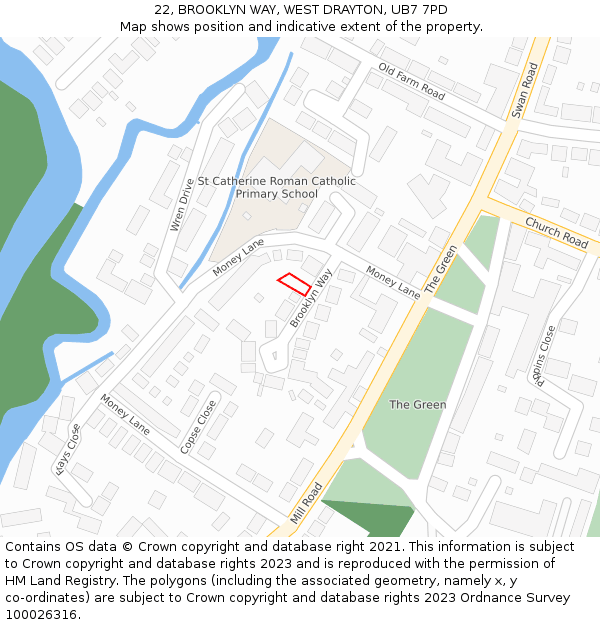 22, BROOKLYN WAY, WEST DRAYTON, UB7 7PD: Location map and indicative extent of plot