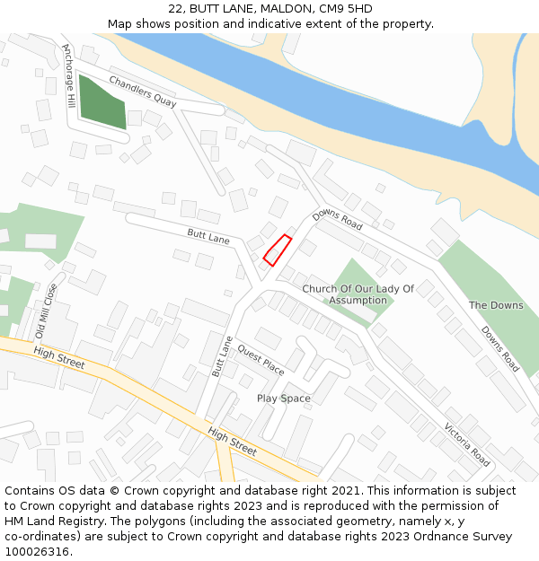 22, BUTT LANE, MALDON, CM9 5HD: Location map and indicative extent of plot