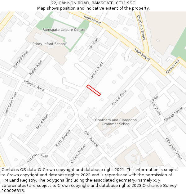 22, CANNON ROAD, RAMSGATE, CT11 9SG: Location map and indicative extent of plot