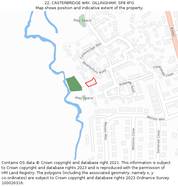 22, CASTERBRIDGE WAY, GILLINGHAM, SP8 4FG: Location map and indicative extent of plot