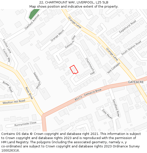 22, CHARTMOUNT WAY, LIVERPOOL, L25 5LB: Location map and indicative extent of plot