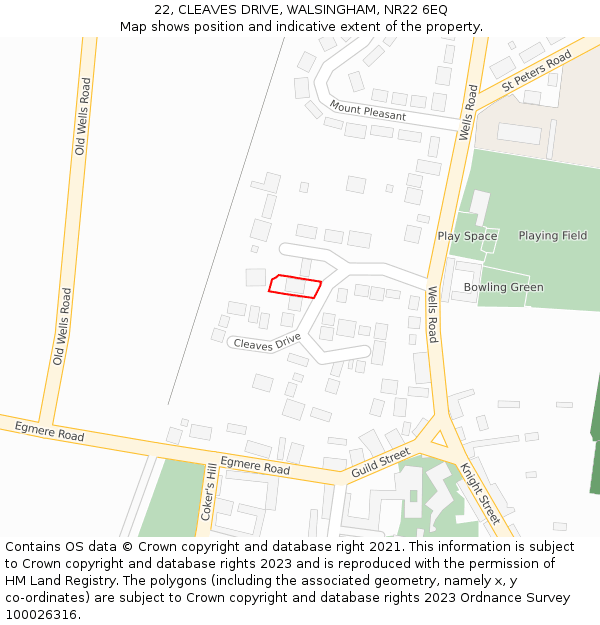 22, CLEAVES DRIVE, WALSINGHAM, NR22 6EQ: Location map and indicative extent of plot