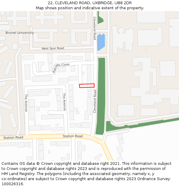 22, CLEVELAND ROAD, UXBRIDGE, UB8 2DR: Location map and indicative extent of plot