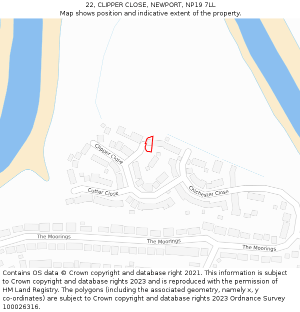 22, CLIPPER CLOSE, NEWPORT, NP19 7LL: Location map and indicative extent of plot
