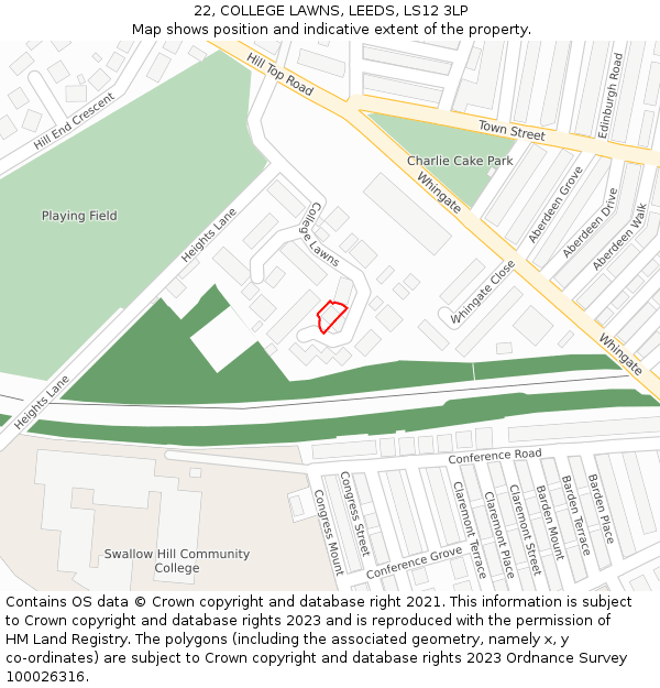 22, COLLEGE LAWNS, LEEDS, LS12 3LP: Location map and indicative extent of plot