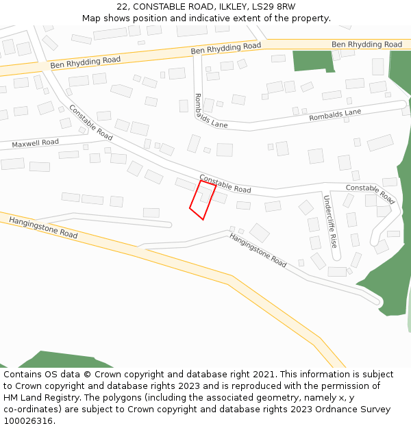 22, CONSTABLE ROAD, ILKLEY, LS29 8RW: Location map and indicative extent of plot