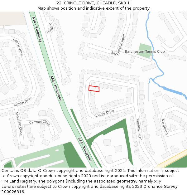 22, CRINGLE DRIVE, CHEADLE, SK8 1JJ: Location map and indicative extent of plot