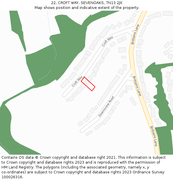 22, CROFT WAY, SEVENOAKS, TN13 2JX: Location map and indicative extent of plot