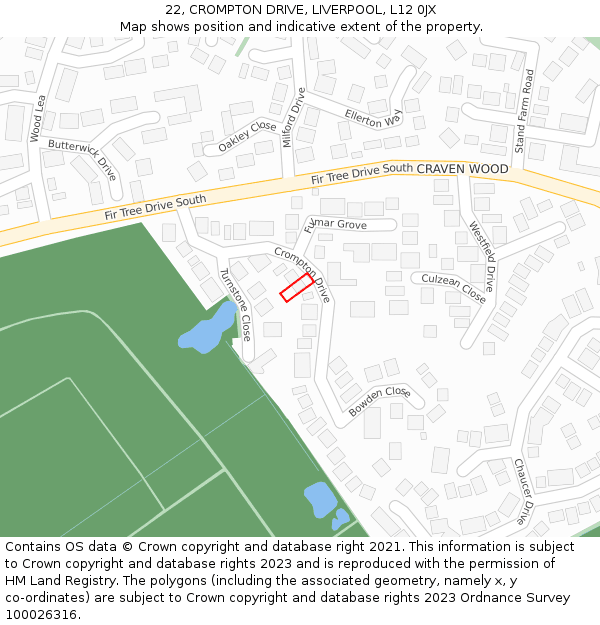 22, CROMPTON DRIVE, LIVERPOOL, L12 0JX: Location map and indicative extent of plot