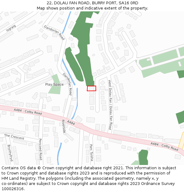 22, DOLAU FAN ROAD, BURRY PORT, SA16 0RD: Location map and indicative extent of plot