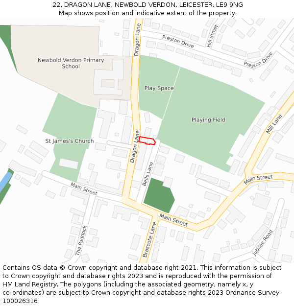 22, DRAGON LANE, NEWBOLD VERDON, LEICESTER, LE9 9NG: Location map and indicative extent of plot