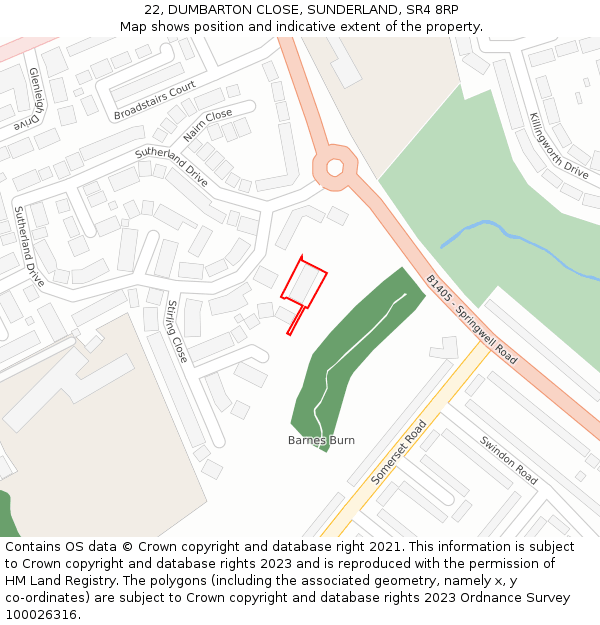 22, DUMBARTON CLOSE, SUNDERLAND, SR4 8RP: Location map and indicative extent of plot