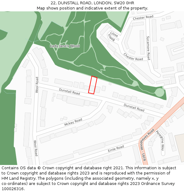 22, DUNSTALL ROAD, LONDON, SW20 0HR: Location map and indicative extent of plot