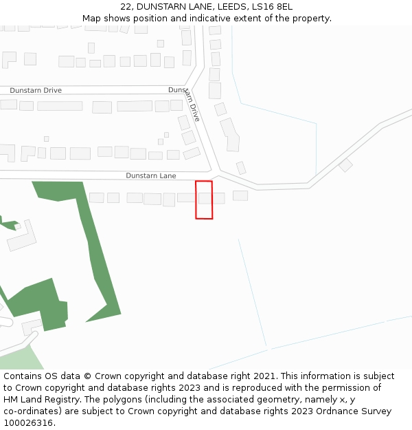 22, DUNSTARN LANE, LEEDS, LS16 8EL: Location map and indicative extent of plot