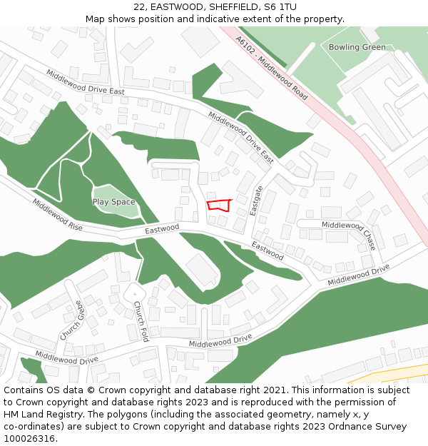 22, EASTWOOD, SHEFFIELD, S6 1TU: Location map and indicative extent of plot