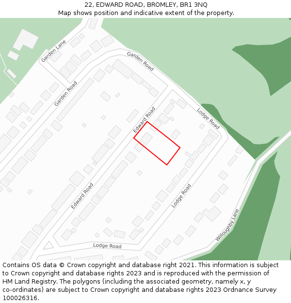 22, EDWARD ROAD, BROMLEY, BR1 3NQ: Location map and indicative extent of plot