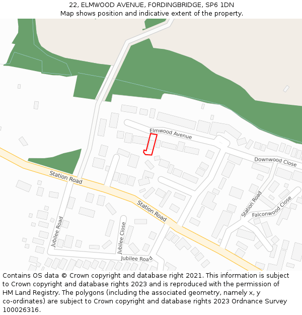 22, ELMWOOD AVENUE, FORDINGBRIDGE, SP6 1DN: Location map and indicative extent of plot
