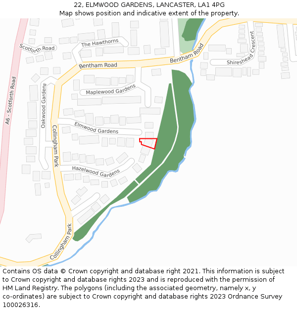 22, ELMWOOD GARDENS, LANCASTER, LA1 4PG: Location map and indicative extent of plot