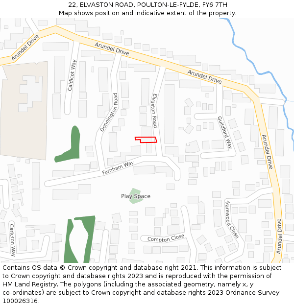 22, ELVASTON ROAD, POULTON-LE-FYLDE, FY6 7TH: Location map and indicative extent of plot