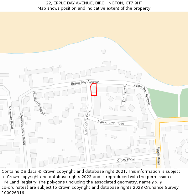 22, EPPLE BAY AVENUE, BIRCHINGTON, CT7 9HT: Location map and indicative extent of plot