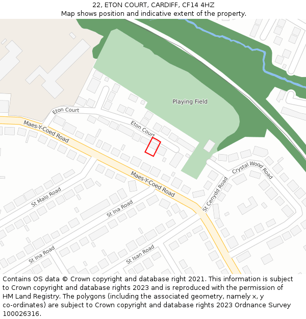 22, ETON COURT, CARDIFF, CF14 4HZ: Location map and indicative extent of plot