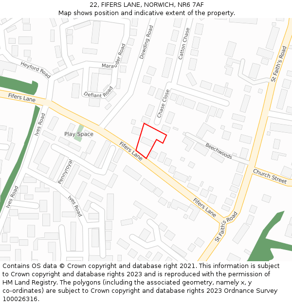 22, FIFERS LANE, NORWICH, NR6 7AF: Location map and indicative extent of plot