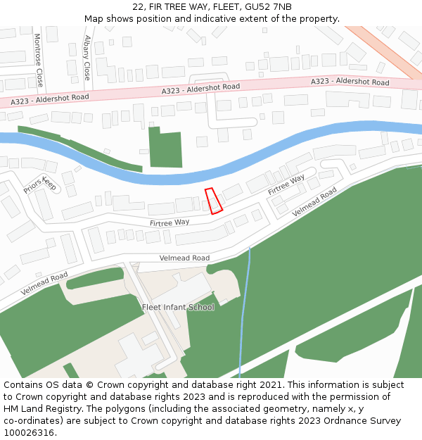 22, FIR TREE WAY, FLEET, GU52 7NB: Location map and indicative extent of plot