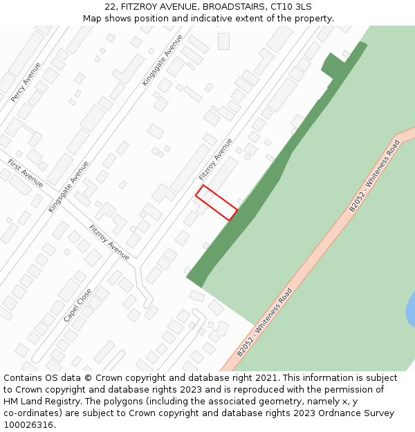 22, FITZROY AVENUE, BROADSTAIRS, CT10 3LS: Location map and indicative extent of plot