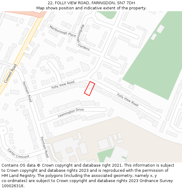 22, FOLLY VIEW ROAD, FARINGDON, SN7 7DH: Location map and indicative extent of plot