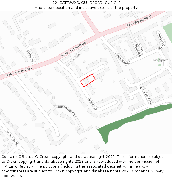 22, GATEWAYS, GUILDFORD, GU1 2LF: Location map and indicative extent of plot