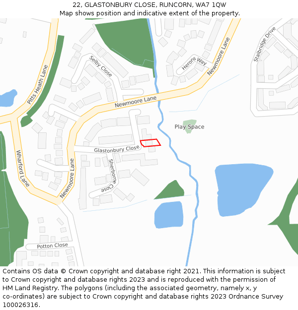 22, GLASTONBURY CLOSE, RUNCORN, WA7 1QW: Location map and indicative extent of plot