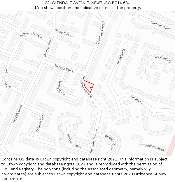 22, GLENDALE AVENUE, NEWBURY, RG14 6RU: Location map and indicative extent of plot
