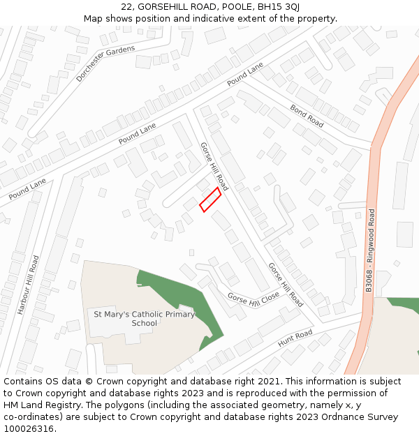22, GORSEHILL ROAD, POOLE, BH15 3QJ: Location map and indicative extent of plot
