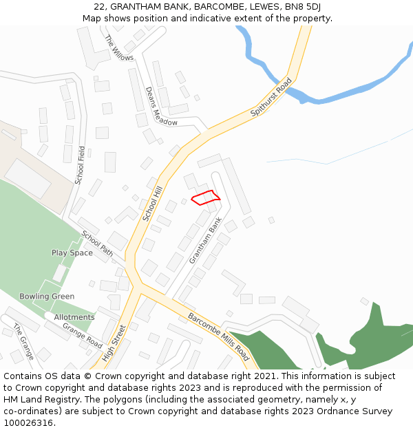 22, GRANTHAM BANK, BARCOMBE, LEWES, BN8 5DJ: Location map and indicative extent of plot