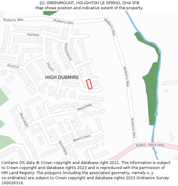 22, GREENMOUNT, HOUGHTON LE SPRING, DH4 5FB: Location map and indicative extent of plot